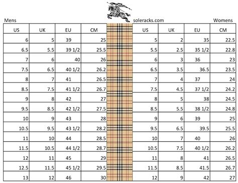 burberry men's shoe size chart|burberry size chart uk.